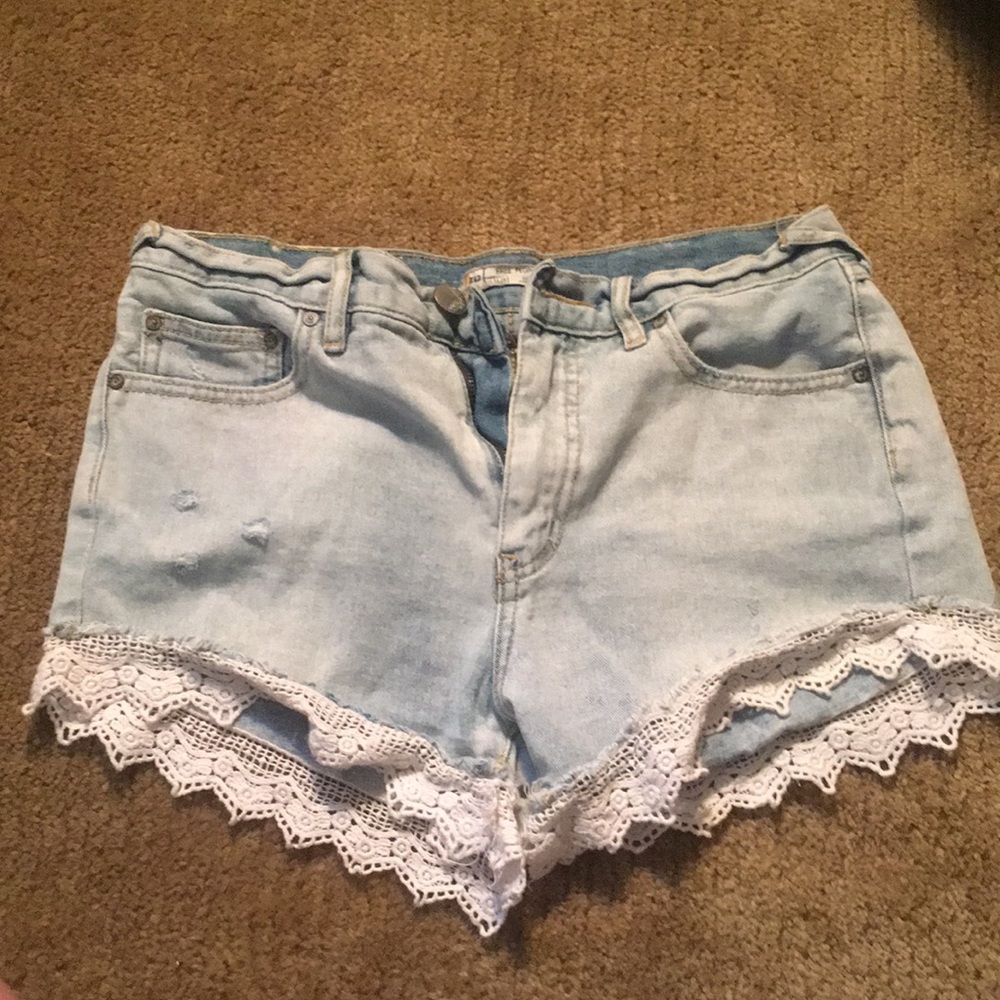 Free people crochet bottom jean shorts